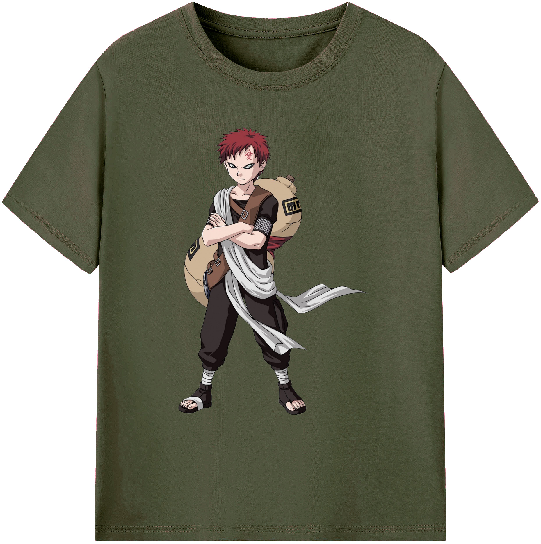 （画像用） NARUTO -ナルト- ガアラ Gaara 綿100％ メンズ半袖Tシャツ｜肌触りやわらか＆通気性